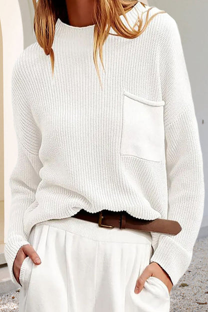 Pull Femme Hiver En Maille Douce Avec Poche