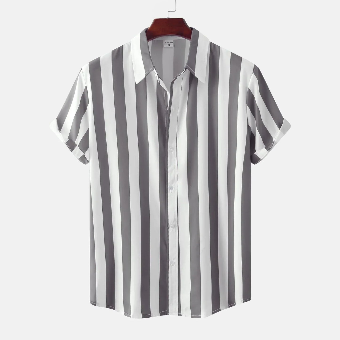 Chemise Rayée Manches Courtes Été Homme