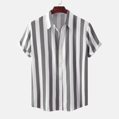 Chemise Rayée Manches Courtes Été Homme
