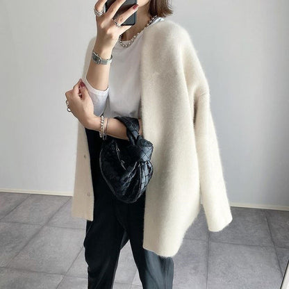 Gilet Femme Tricot Chaud et Élégant pour Automne Hiver - PanierRoyale