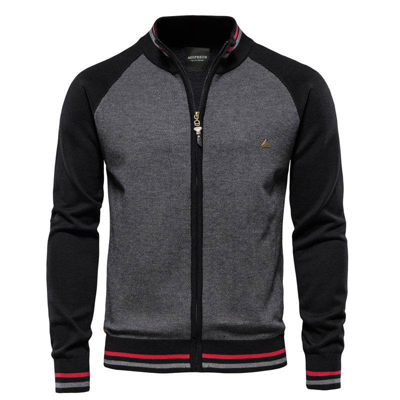 Cardigan zippé élégant avec col montant