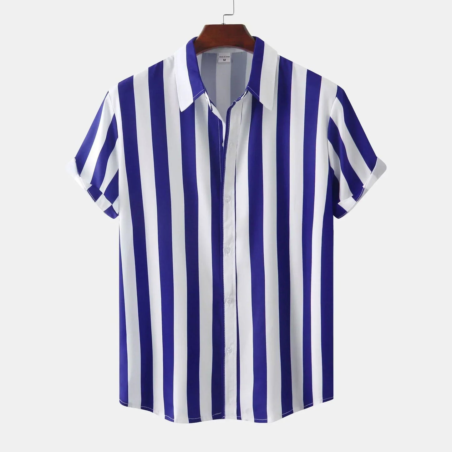 Chemise Rayée Manches Courtes Été Homme
