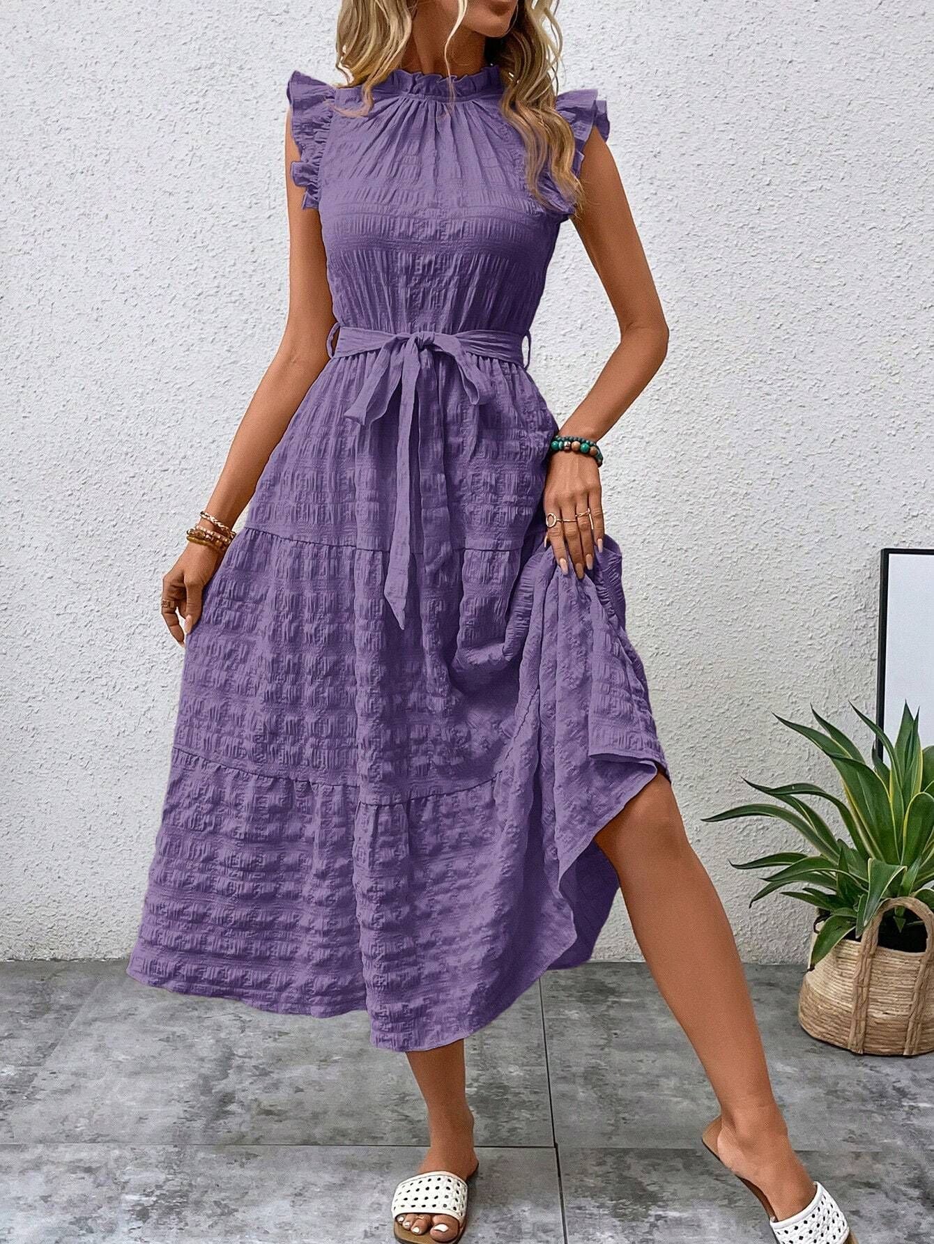 Robe Été Légère pour Femme Mi-Longue avec Dentelle pour Plage