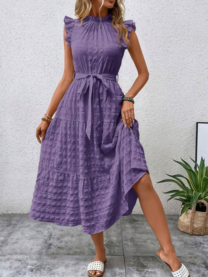 Robe Été Légère pour Femme Mi-Longue avec Dentelle pour Plage