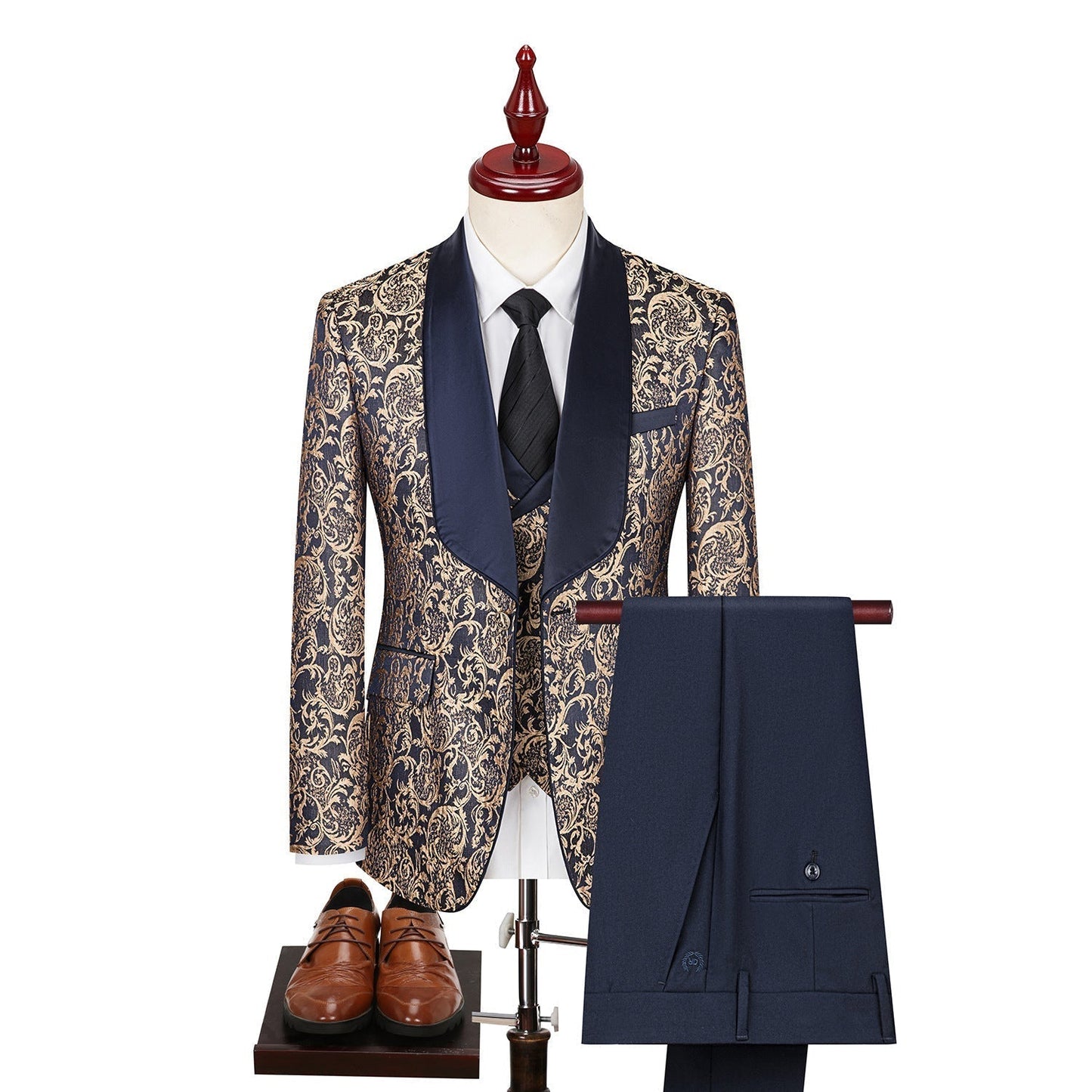 Costume Mariage Chic pour Homme avec Motif Floral Elegante