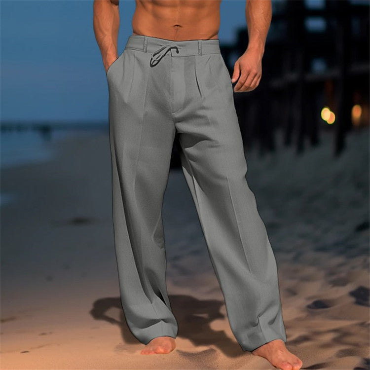 Pantalon Homme Décontracté avec Cordons Élastiques