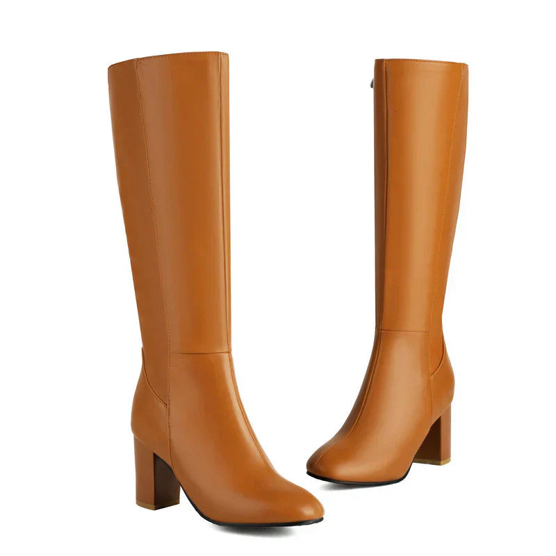 Bottes Femmes Cuir Noir Talon Haut
