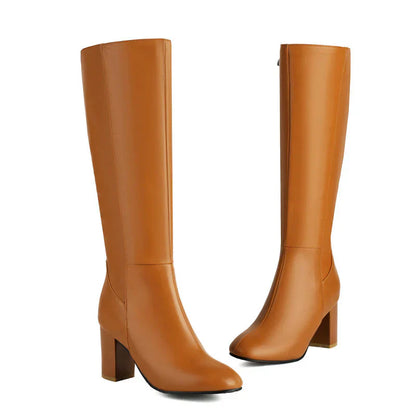 Bottes Femmes Cuir Noir Talon Haut