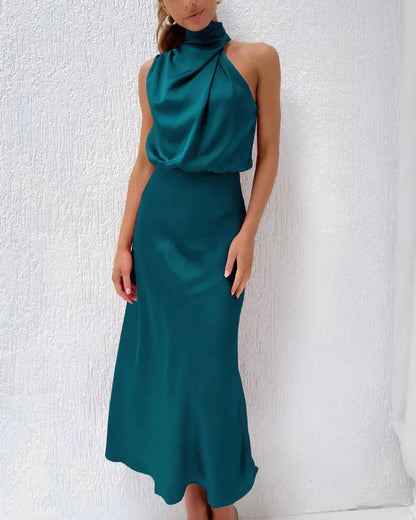 Robe Été Décolletée Vert Émeraude pour Femme