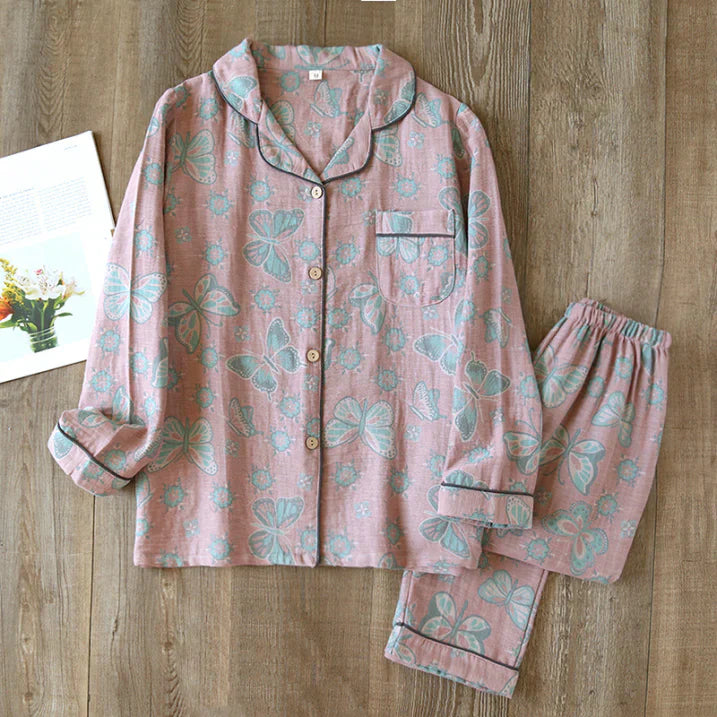 Pyjama Femme Décontracté à Fleurs pour Dormir Confortablement