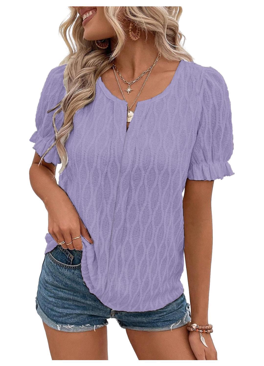 Blouse Femme Élégante Manches Courtes Noir