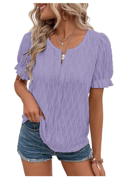 Blouse Femme Élégante Manches Courtes Noir