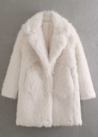 Manteau Femme Fausse Fourrure Coupe Élégante Douce Hiver