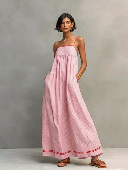 Robe longue Femme Coton Bretelles Spaghetti