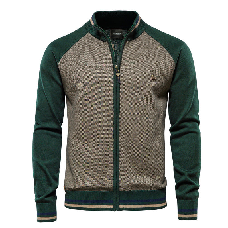 Cardigan zippé élégant avec col montant