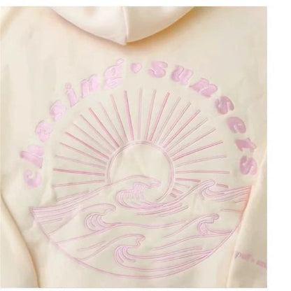 Sweat à Capuche Décontracté de Plage avec Broderie