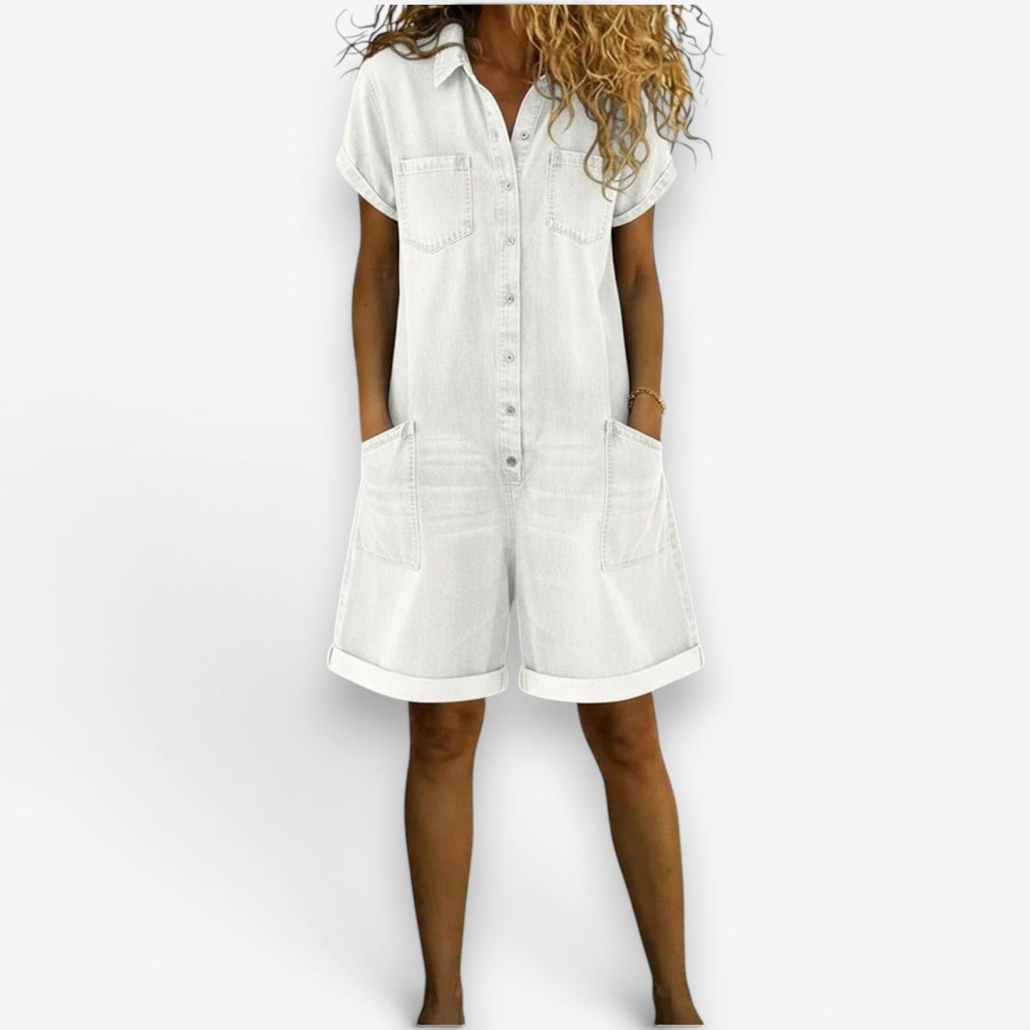 Combinaison Short Femme Denim Coupe Décontractée