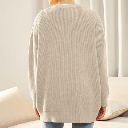 Cardigan oversize décontracté avec boutons pour femme | Col en V