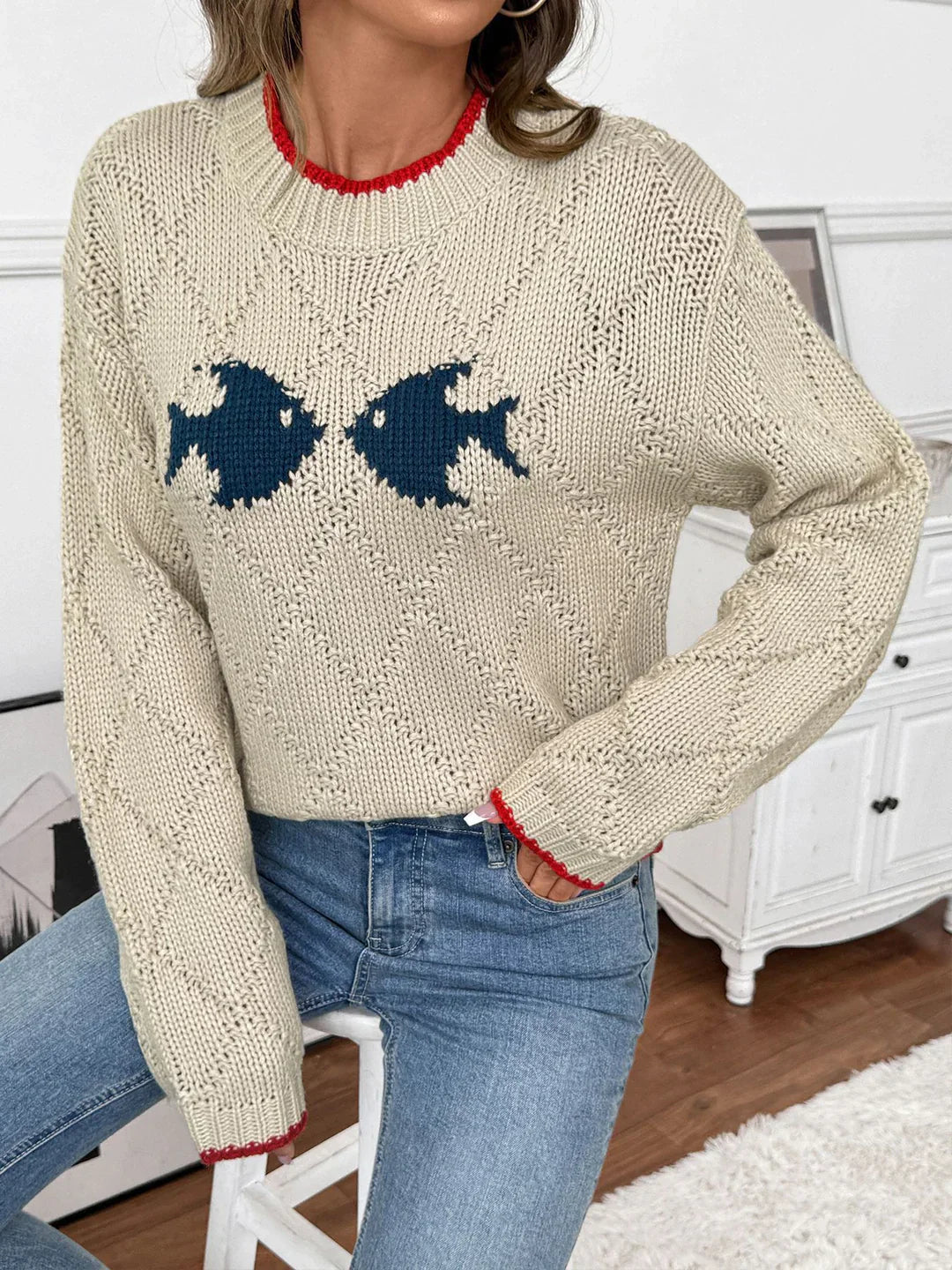 Pull Noël Femme Poissons Colorés