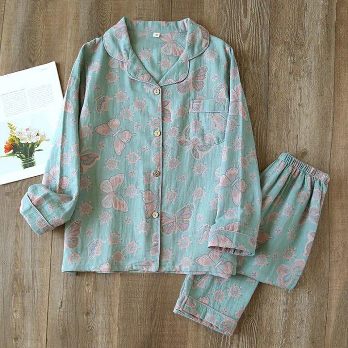 Pyjama Femme Décontracté à Fleurs pour Dormir Confortablement