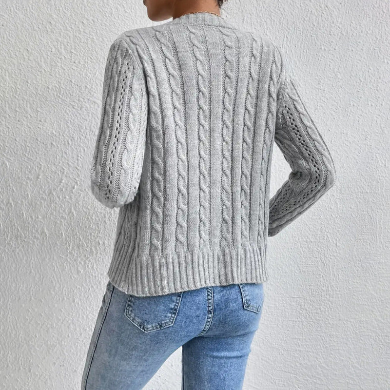 Cardigan Femme Tricot Crochet avec Boutons