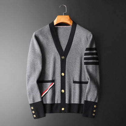 Cardigan Homme Cachemire Élégant Rayé