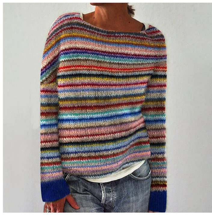 Pull Femme à Carreaux Colorés et Doux