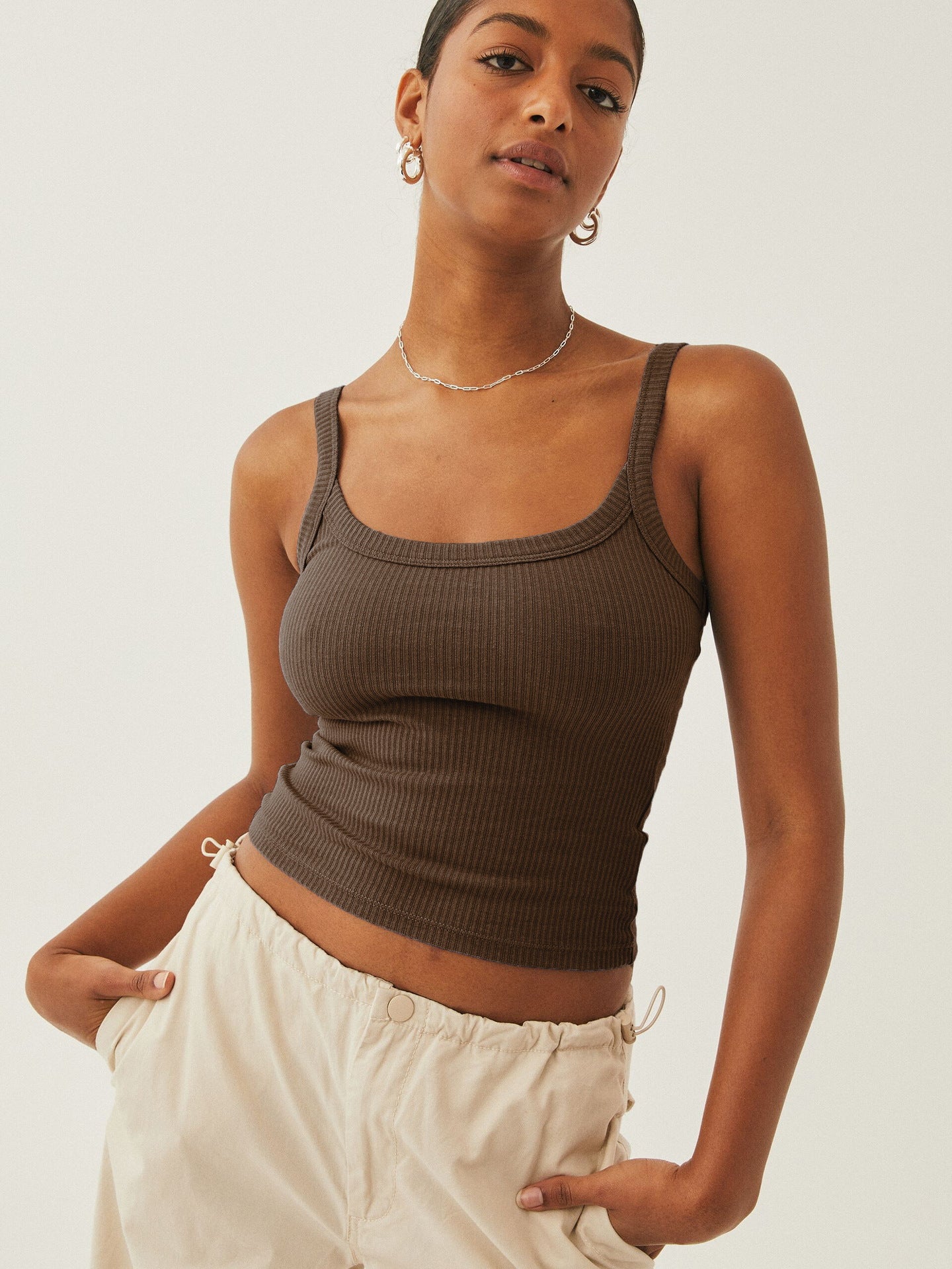 Débardeur Femme Sans Manches Crop Top Été
