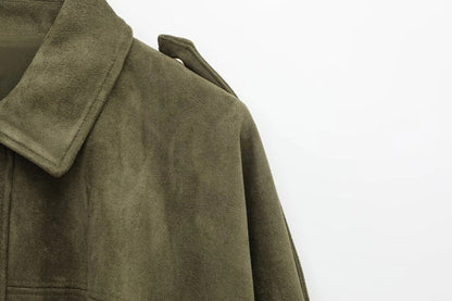 Veste Femme Effet Suédé Coupe Ample Oversize Style Urbain