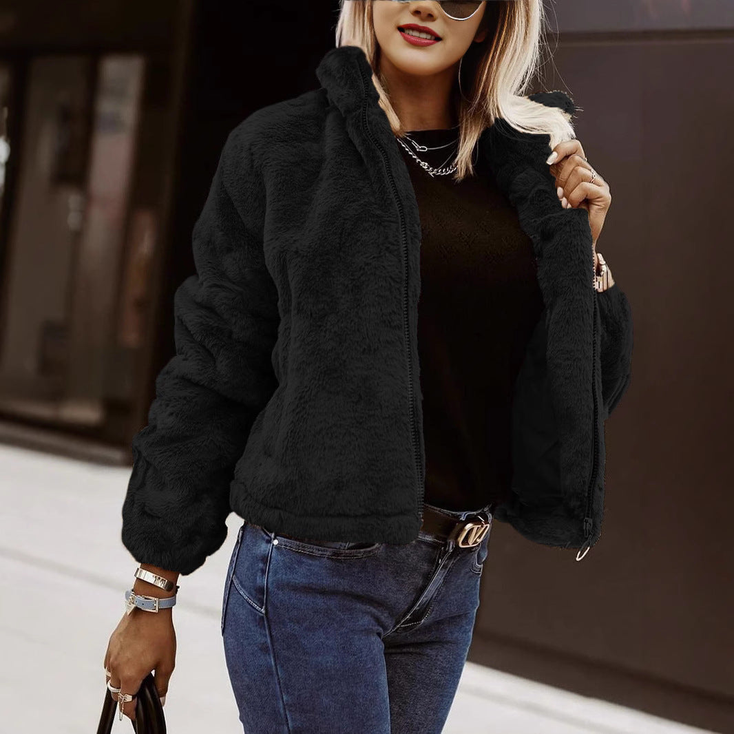 Veste Teddy Femme Zippée Confort Douillet Style Bomber