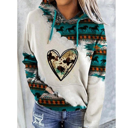 Sweat À Capuche Femme Hiver Imprimé Floral Chaud et Confortable