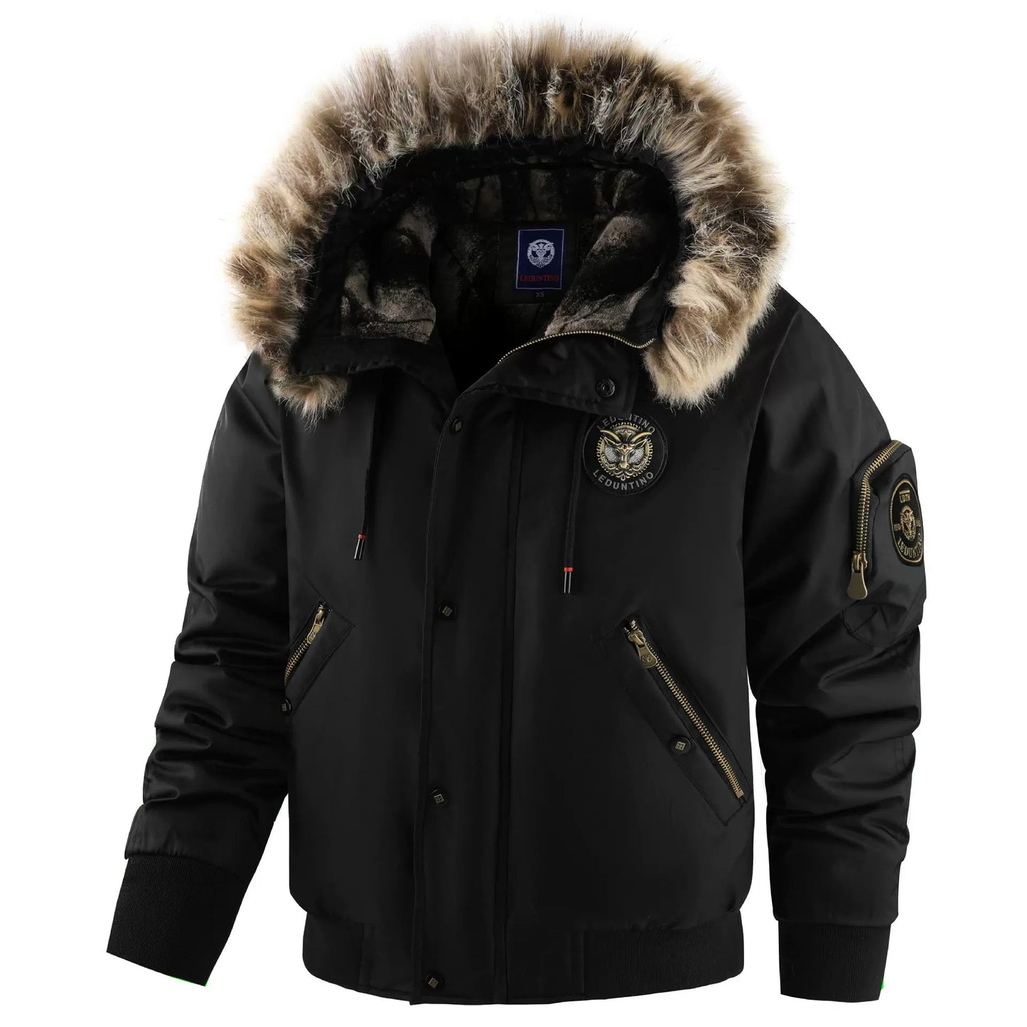 Blouson Homme Hiver Zippé avec Capuche et Manches Longues