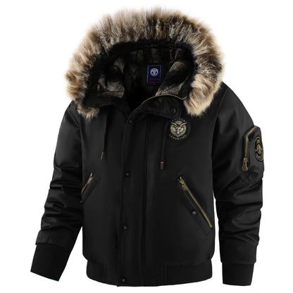Blouson Homme Hiver Zippé avec Capuche et Manches Longues