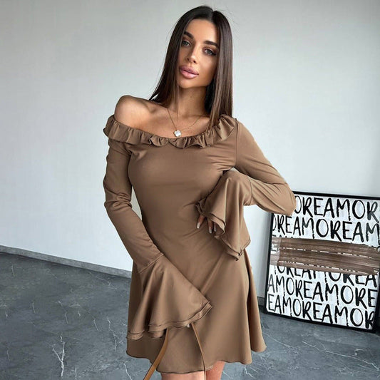Robe Femme Élégante Décolleté Baisse Épaule Confort - PanierRoyale