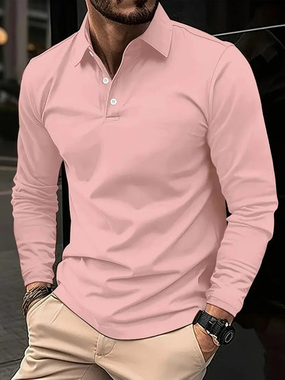 Chemise Polo Homme Manches Longues - Décontractée avec Fermeture Boutons
