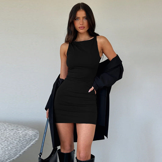 Robe Femme Courte Élégante Décolleté Plunging - PanierRoyale