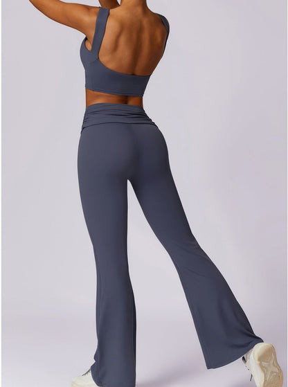 Leggings Haut de Gamme Noir Évasés au Genou
