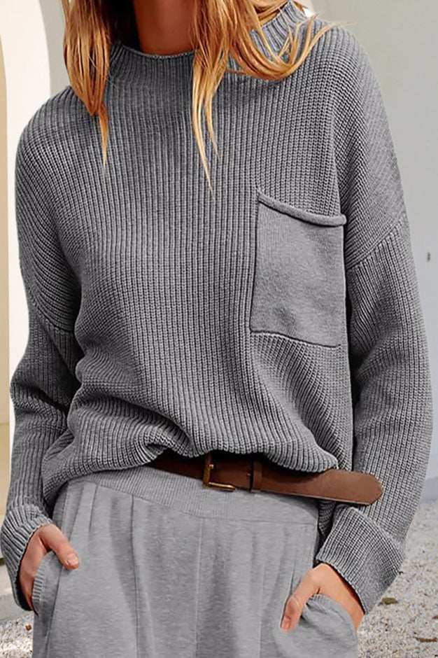 Pull Femme Hiver En Maille Douce Avec Poche