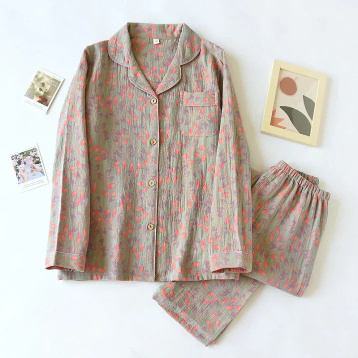 Pyjama Femme Décontracté à Fleurs pour Dormir Confortablement - PanierRoyale