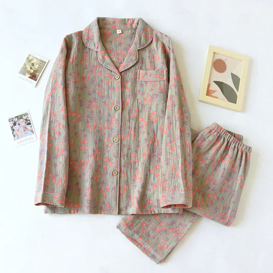 Pyjama Femme Décontracté à Fleurs pour Dormir Confortablement - PanierRoyale