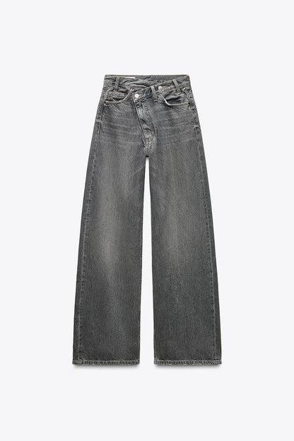 Jeans large moderne haute taille tendance