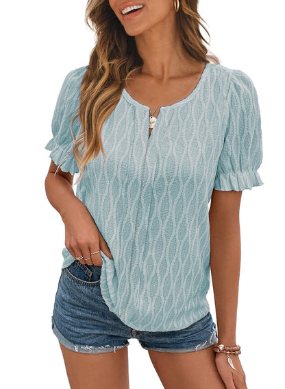 Blouse Femme Élégante Manches Courtes Noir