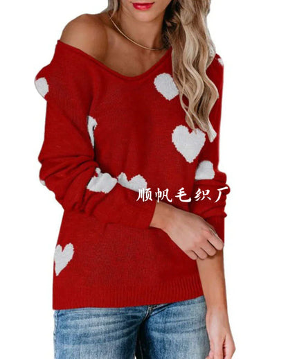 Pull Femme Noël Cœur Rouge