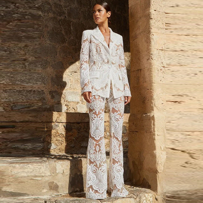 Costume Femme Luxe Pailleté Ensemble Blazers et Pantalons