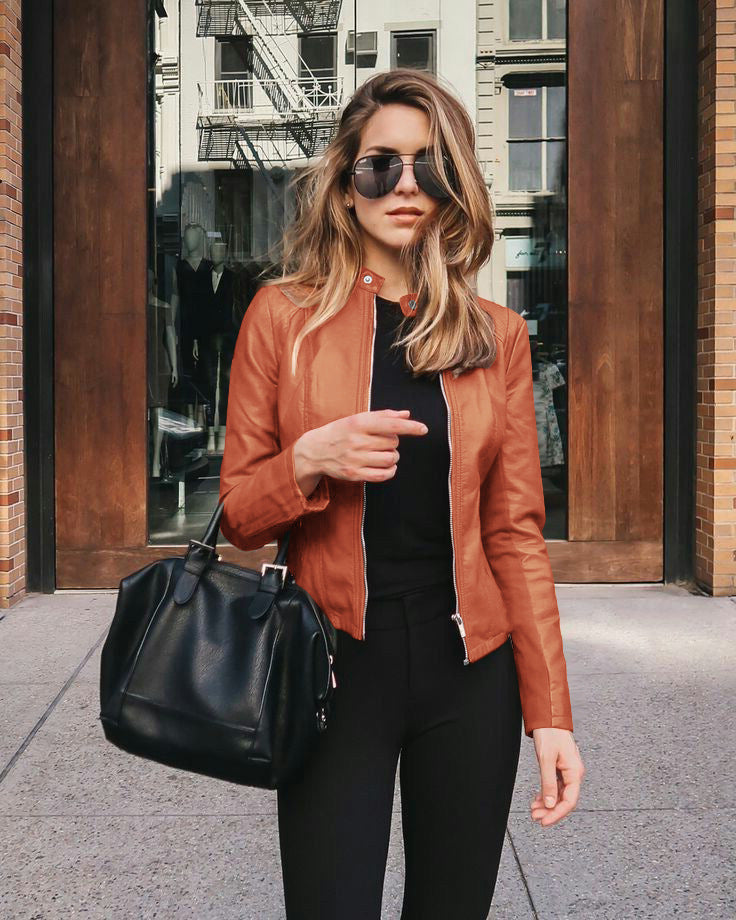 Veste Moto Féminine Noir Élégante et Moderne