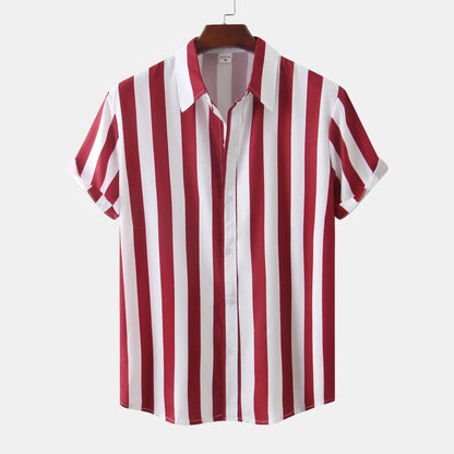 Chemise Rayée Manches Courtes Été Homme