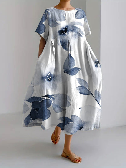 Robe Été Légère Florale Col Rond