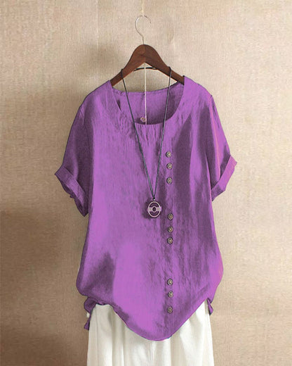 Blouse Femme Décontractée été avec Décor Boutons