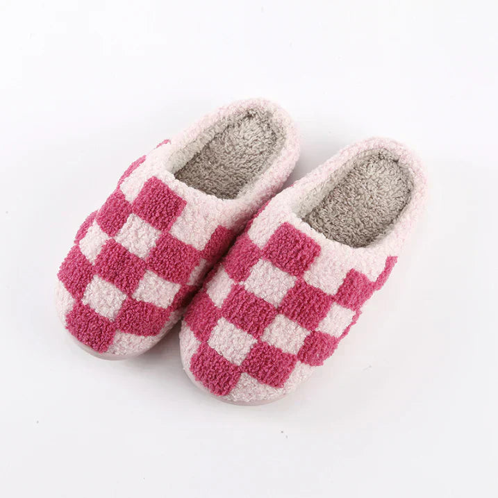 Chaussons Intérieur Mixte Carreaux Doux et Confortables