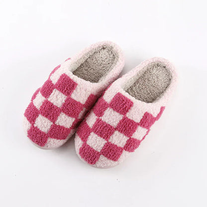 Chaussons Intérieur Mixte Carreaux Doux et Confortables